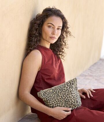 Leopard Print Canvas Accessory Bag